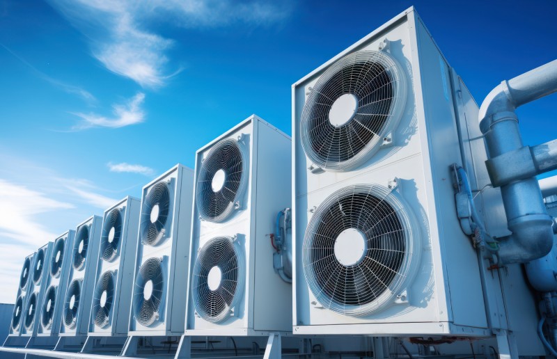 Rooftop HVAC condenser units